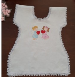 Veste battesimo in lino con angeli dipinta